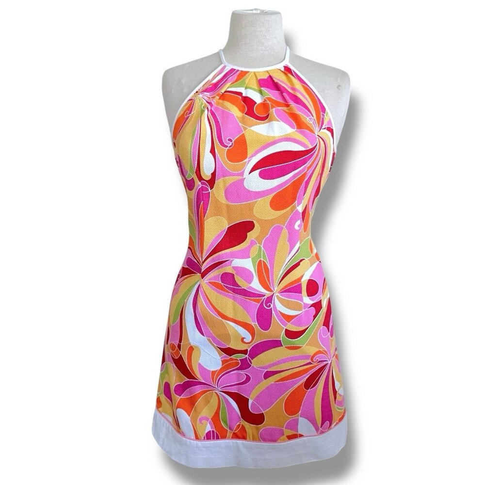 Vintage 90s Laundry Shelli Segal Womens Dress Sz 6 Pink Groovy Sheath Retro 60s - Picture 2 of 10